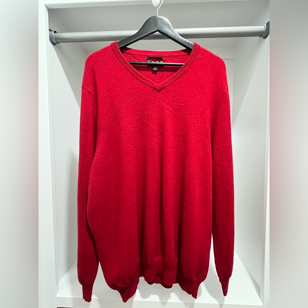 Club Room V-Neck 100% Cashmere Pullover Sweater Red Size XXXL